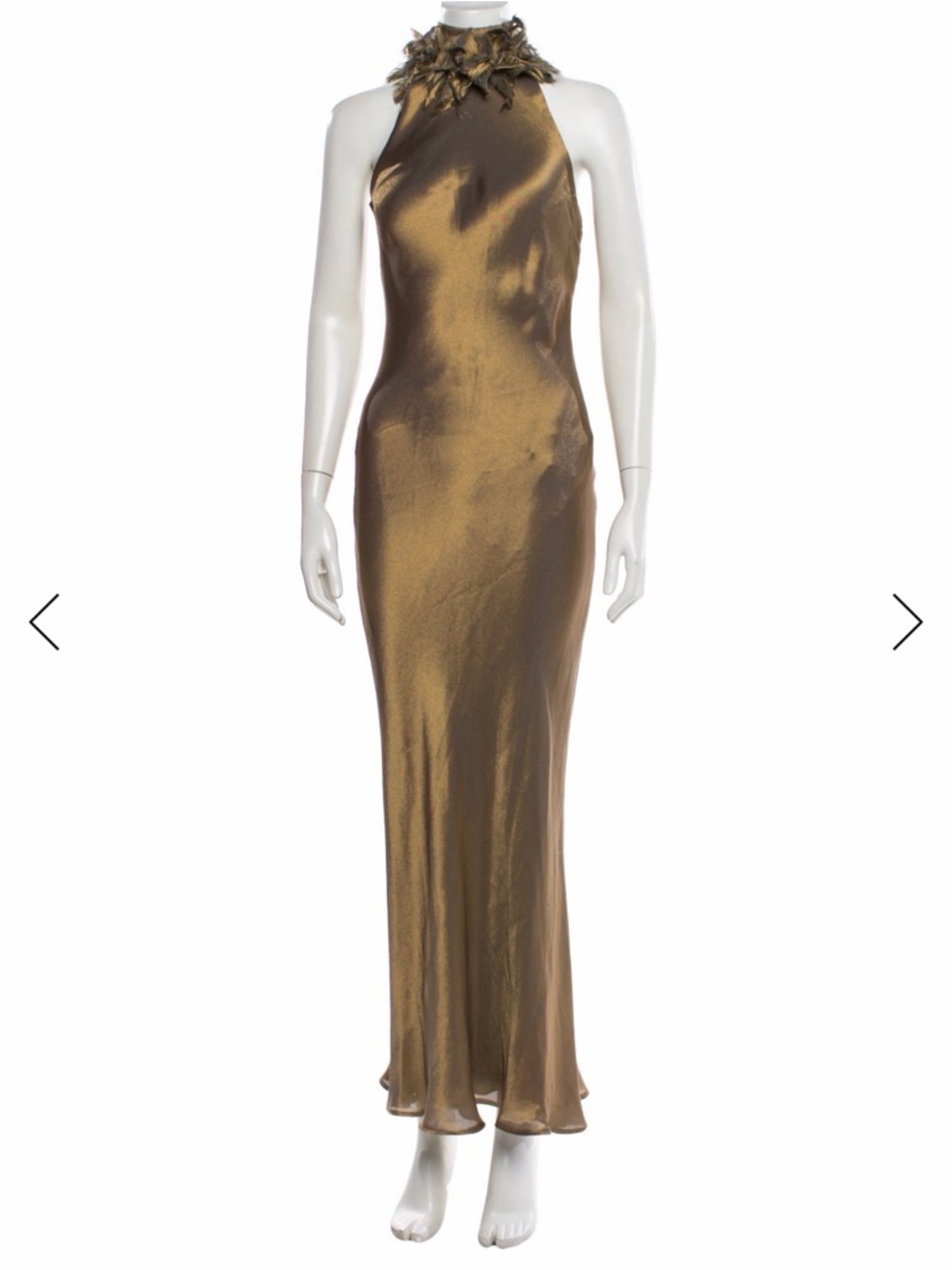 ❌❌ RALPH LAUREN VINTAGE GOLD SILK RUFFLE DRESS